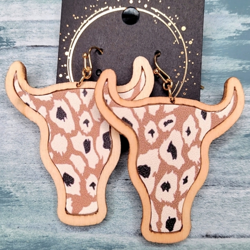 STEER WOOD EARRINGS